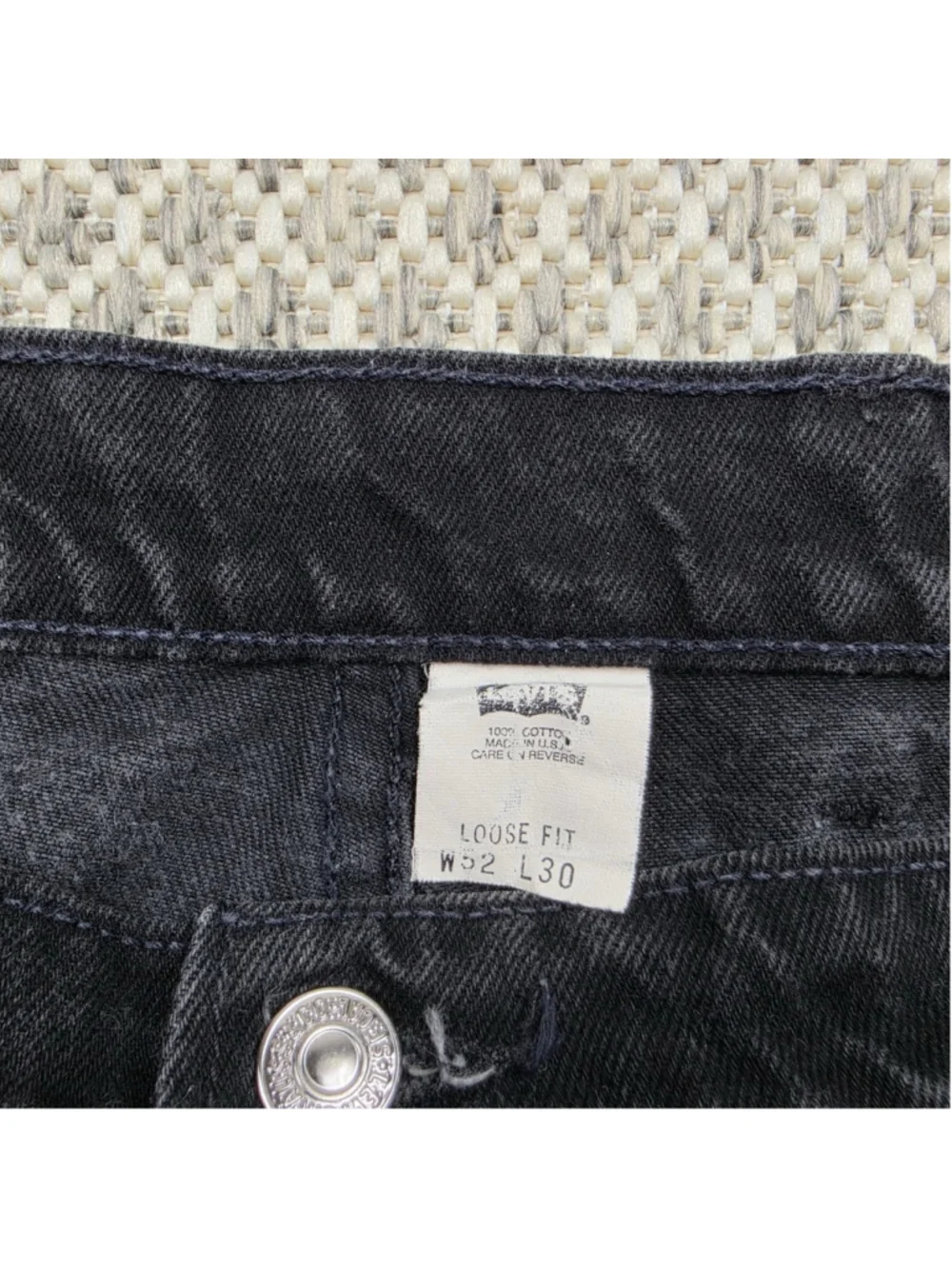 Vintage 1998 Levi’s 589 Loose Fit Black Jeans USA Made W52 L30 Denim 90s Y2K
